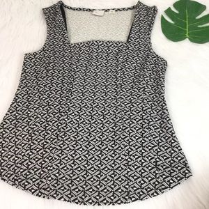 Anthropologie Black and White Geometric Blouse